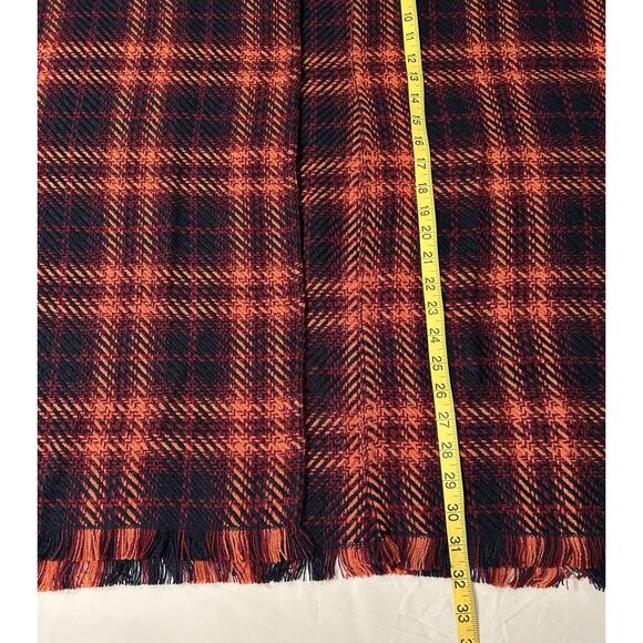 Loft Poncho Wrap Sweater Medium / Large Burgundy Blue Orange Plaid NWOT Bohemian - Picture 8 of 9